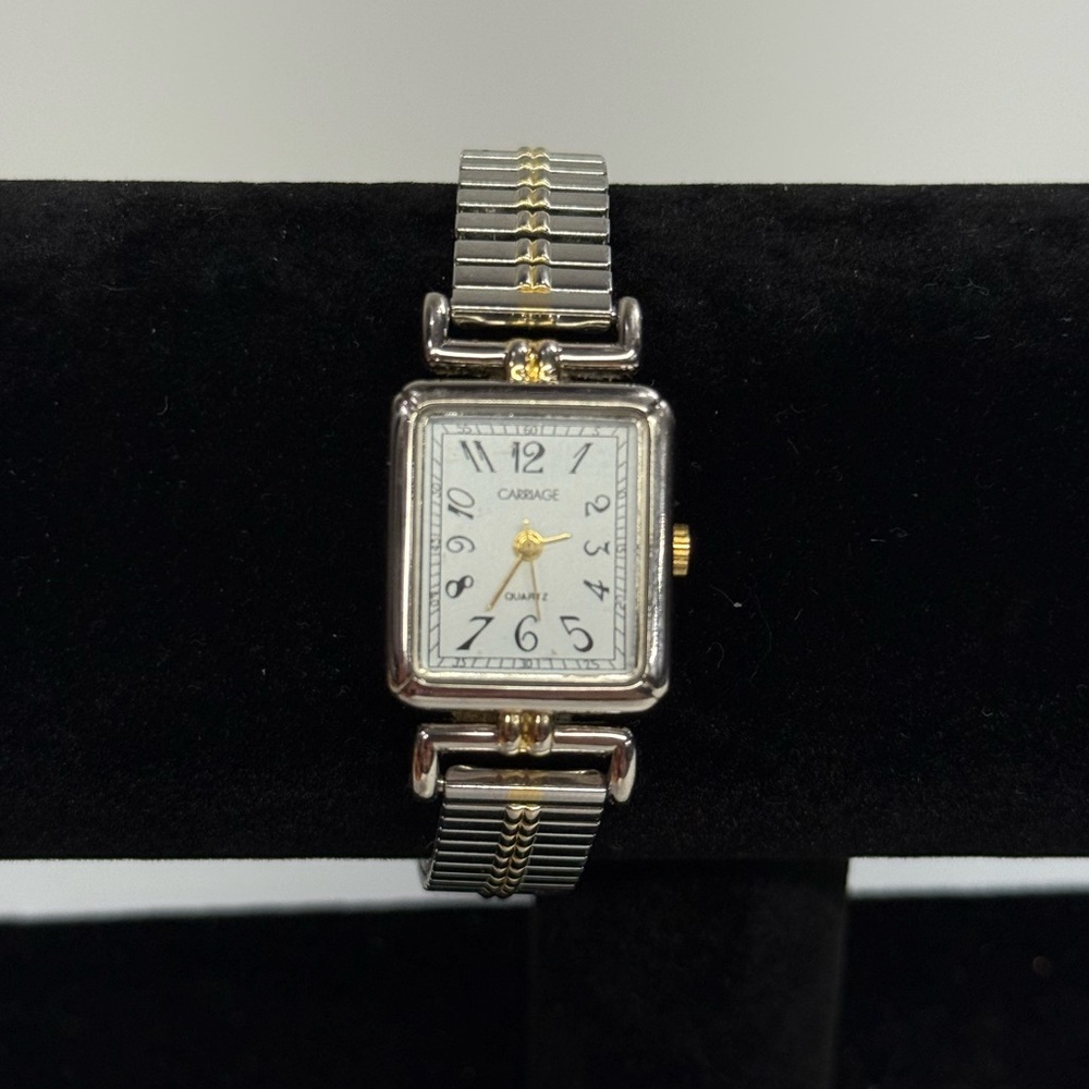 Y2K Timex Carriage Two-Tone Rectangular Watch – Quartz – New Battery!